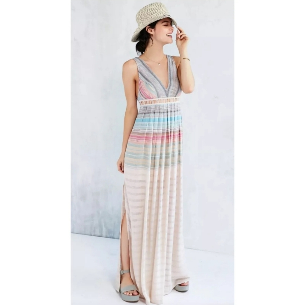 UO Urban Outfitters Ecote Sanibel Rainbow Maxi Dress Size 8